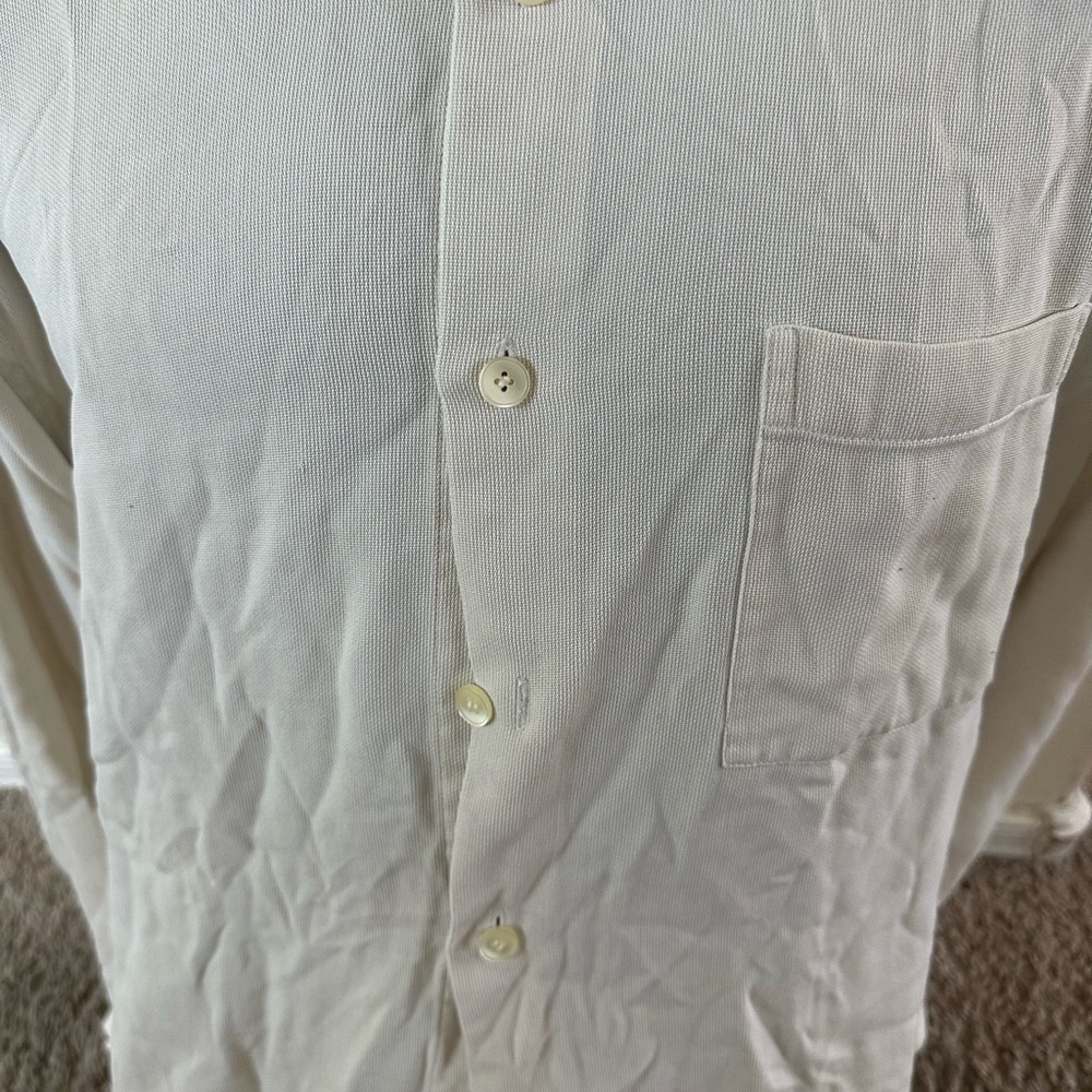 Men’s pre own as is white Hugo Boss long sleeve white dress shirt size L large - Picture 2 of 9